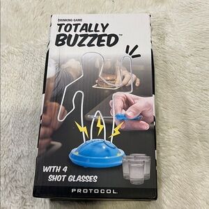 Ultimate Party Fun! Totally Buzzed Drinking Game with 4 Shot Glasses NIB